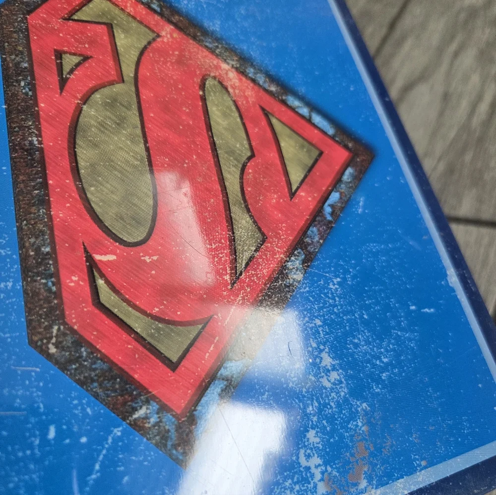 Superman Metal Lunch Box Tin Blue Vintage Style Scratches‎ Rare DC Comics 2006